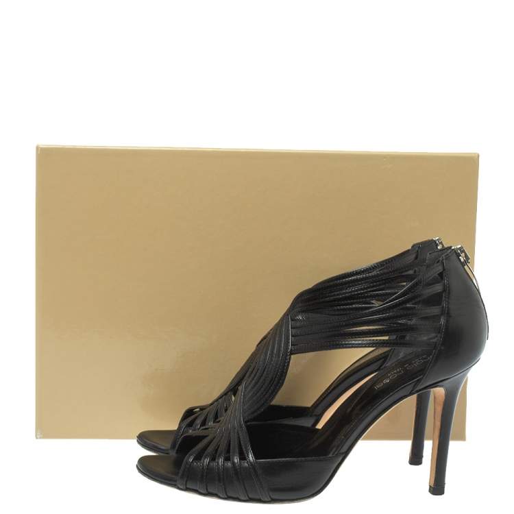Pre Owned Sergio Rossi Black Leather Braid Sandals Size 37