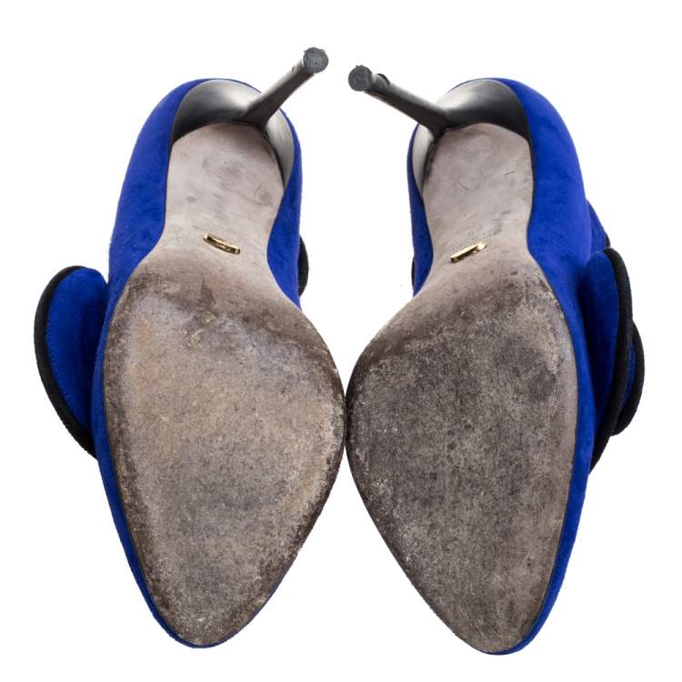 Pre Owned Sergio Rossi Blue Suede Twirl Pumps Size 39