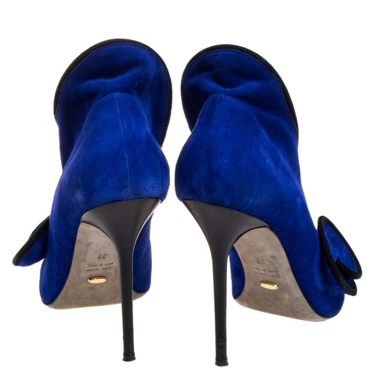 Pre Owned Sergio Rossi Blue Suede Twirl Pumps Size 39