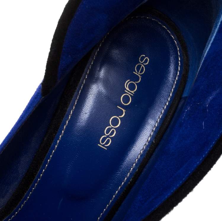 Pre Owned Sergio Rossi Blue Suede Twirl Pumps Size 39