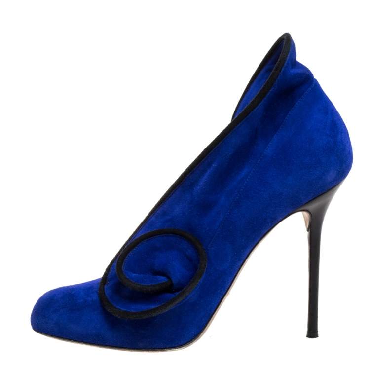 Pre Owned Sergio Rossi Blue Suede Twirl Pumps Size 39