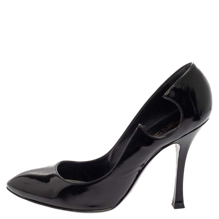 Pre Owned Sergio Rossi Black Patent Leather Pumps Size 38