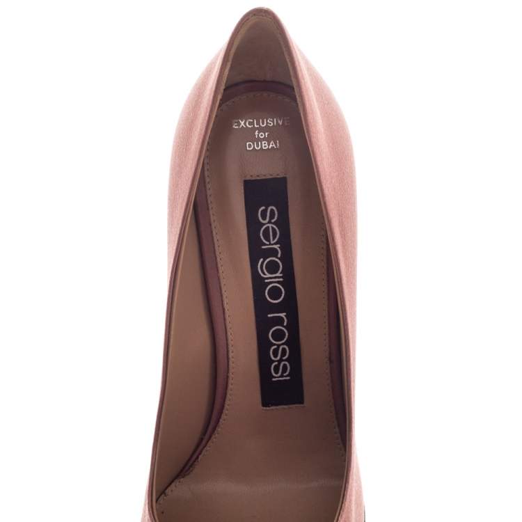 Pre Owned Sergio Rossi Pink Satin Crystal Embellished Pumps Size 36