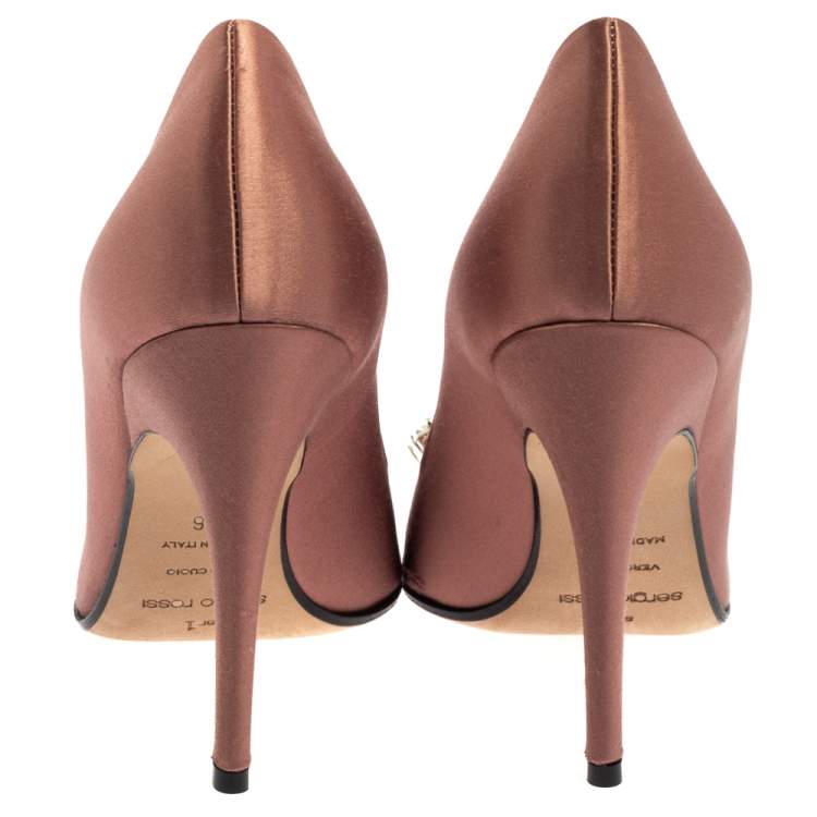 Pre Owned Sergio Rossi Pink Satin Crystal Embellished Pumps Size 36
