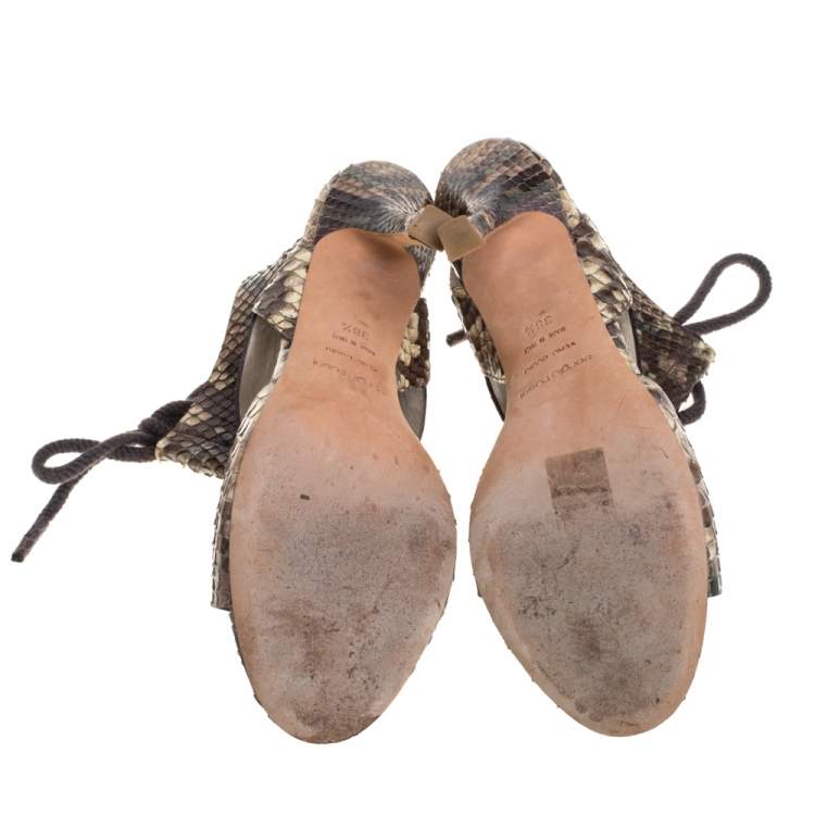 Pre Owned Sergio Rossi Multicolor Python Lace Sandals Size 38.5