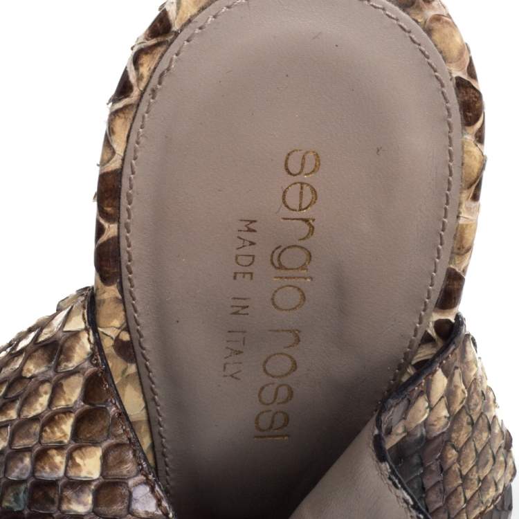Pre Owned Sergio Rossi Multicolor Python Lace Sandals Size 38.5