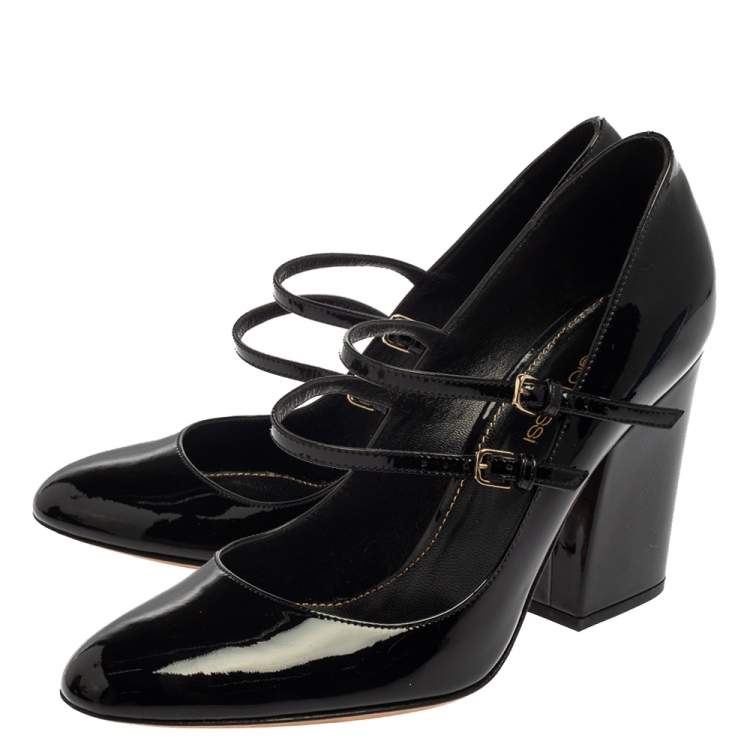 Pre Owned Sergio Rossi Black Patent Leather Mary Jane Pumps Size 36