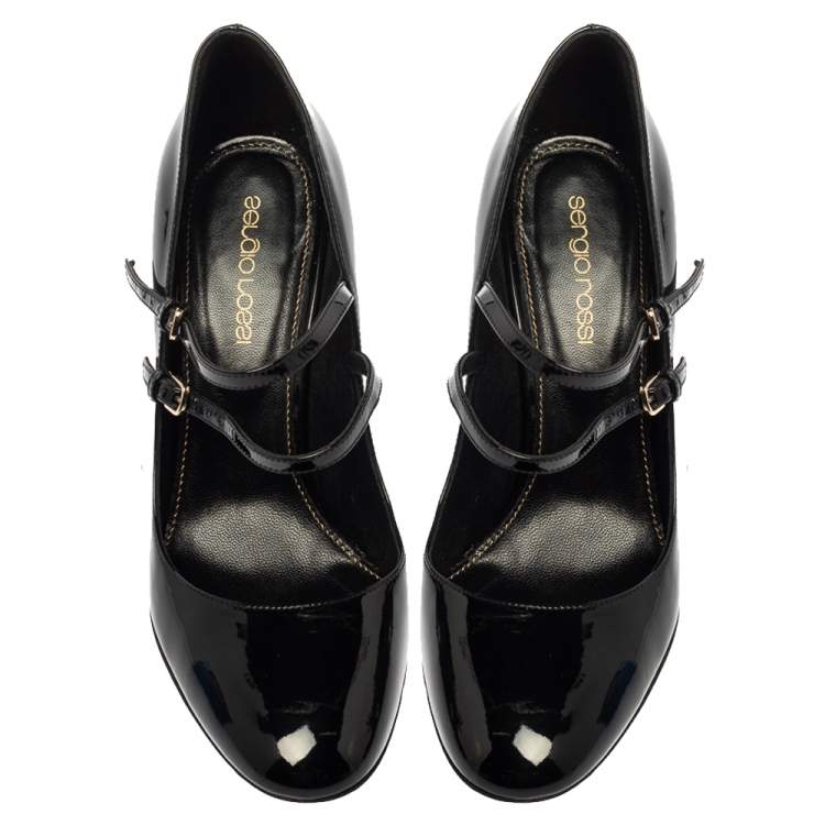 Pre Owned Sergio Rossi Black Patent Leather Mary Jane Pumps Size 36