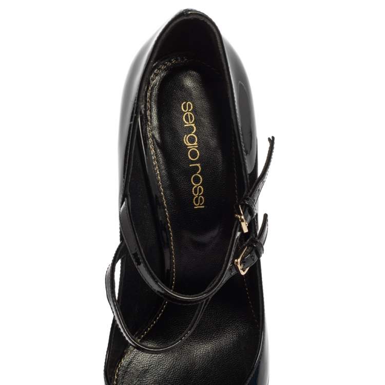 Pre Owned Sergio Rossi Black Patent Leather Mary Jane Pumps Size 36