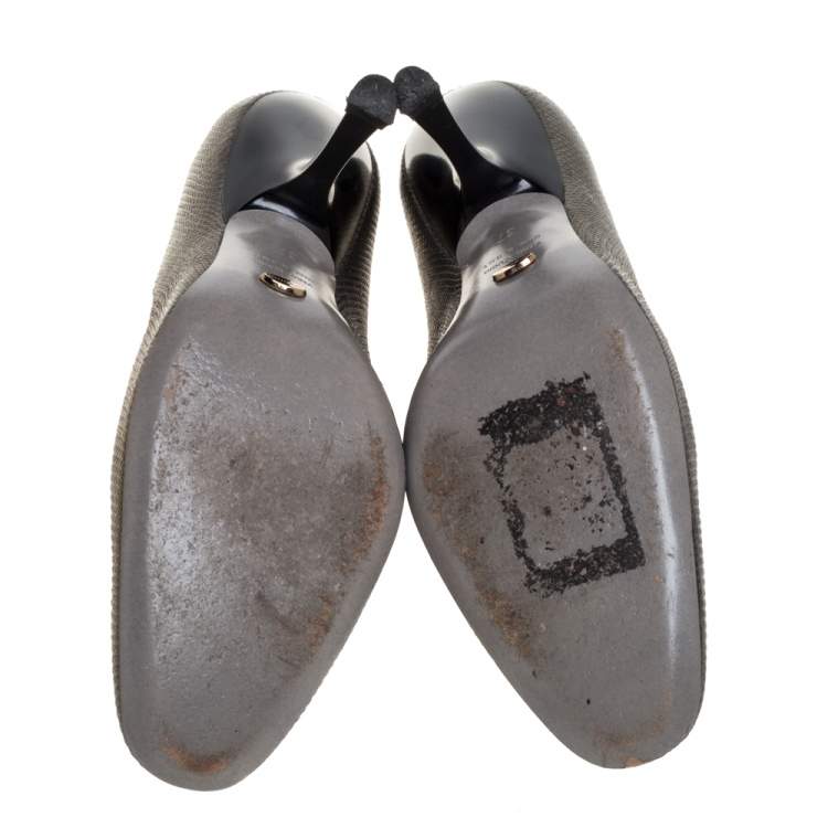 Pre Owned Sergio Rossi Two Tone Grey Karung Pumps Size 37