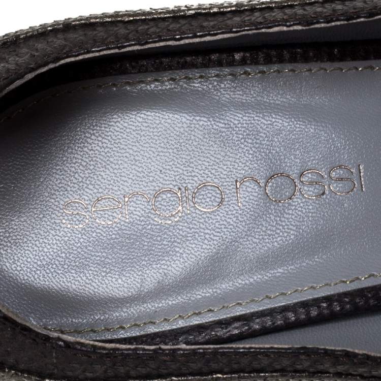 Pre Owned Sergio Rossi Two Tone Grey Karung Pumps Size 37