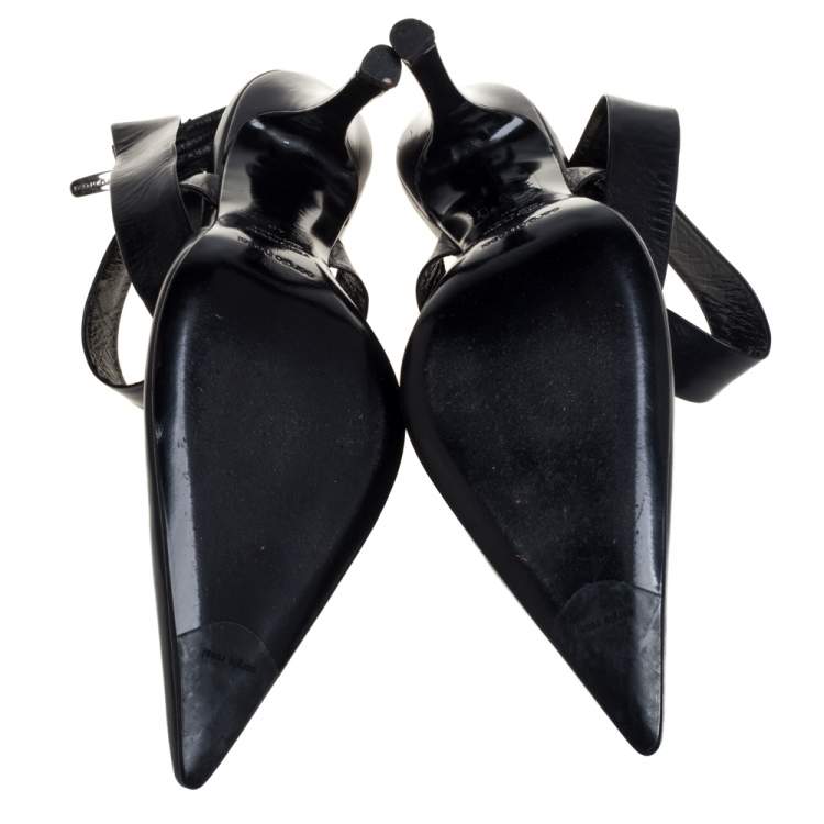 Pre Owned Sergio Rossi Black Leather Cross Strap Pointed Toe Sandals Size 40