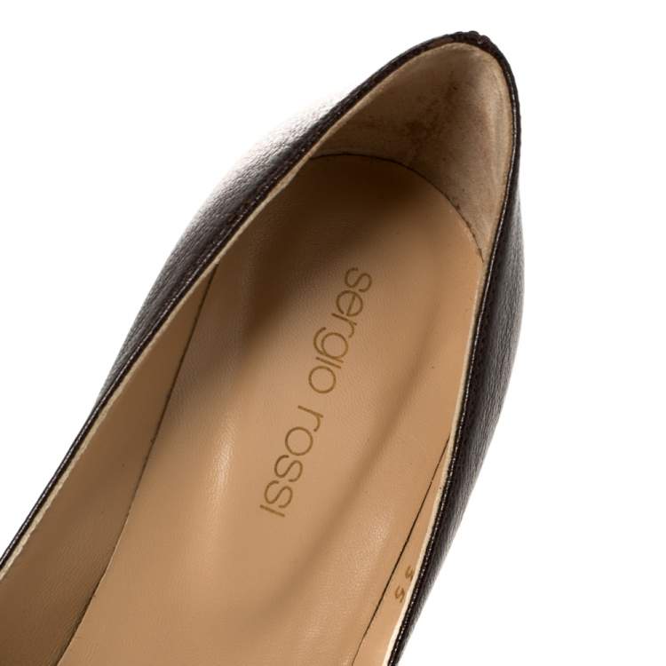 Pre Owned Sergio Rossi Brown Leather Pointed Toe Pumps Size 35