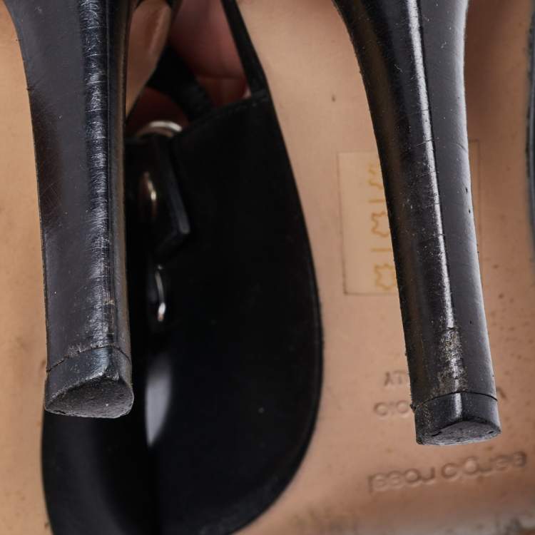 Pre Owned Sergio Rossi Black Leather Strappy Sandals Size 38