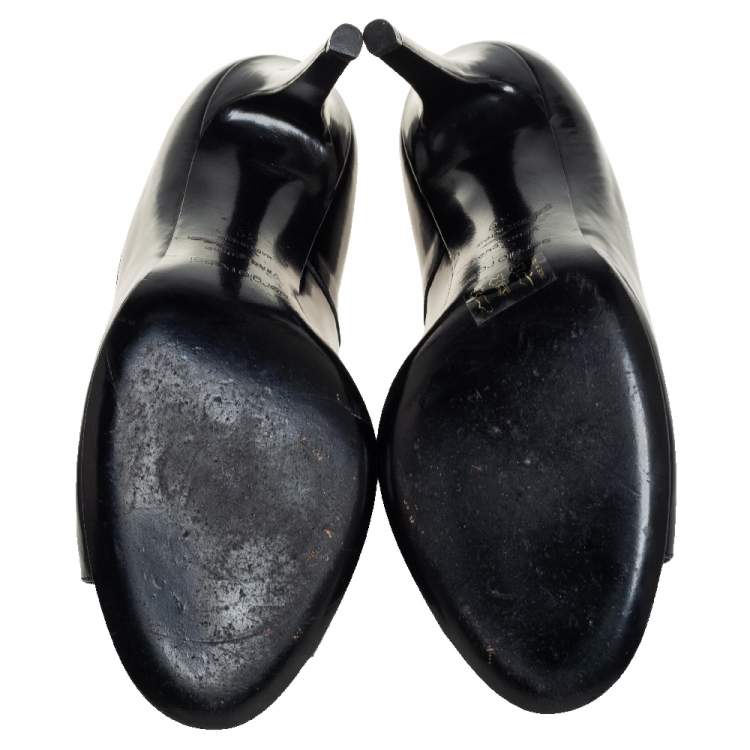 Pre Owned Sergio Rossi Black Leather Peep Toe Booties Size 39