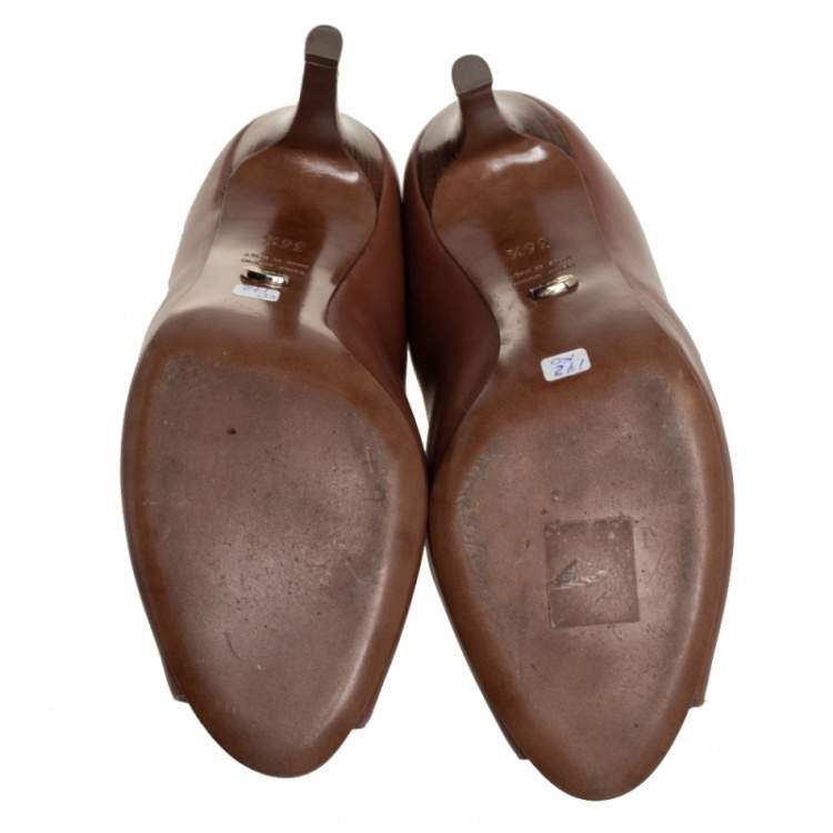 Pre Owned Sergio Rossi Brown Leather Mule Sandals Size 36.5