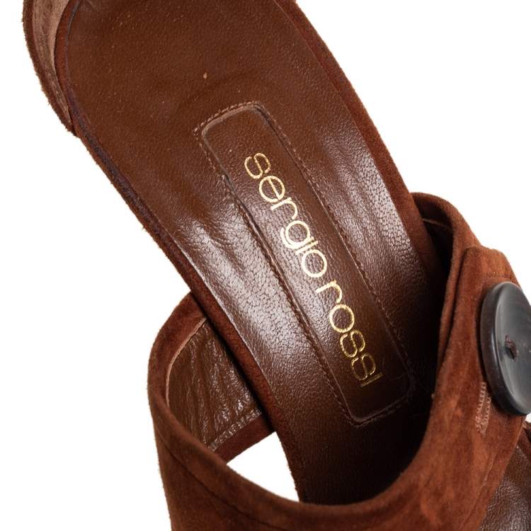 Pre Owned Sergio Rossi Brown Suede Multi Strap Pointed Toe Pumps Size 36