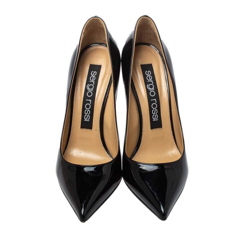 Pre Owned Sergio Rossi Black Patent Leather Pointed-Toe Pumps Size 37.5