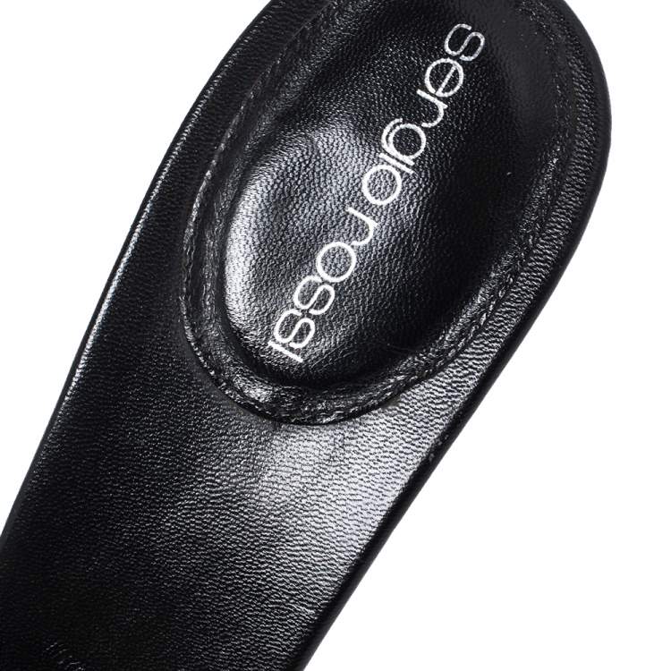 Pre Owned Sergio Rossi Black Leather Slide  Sandals 39