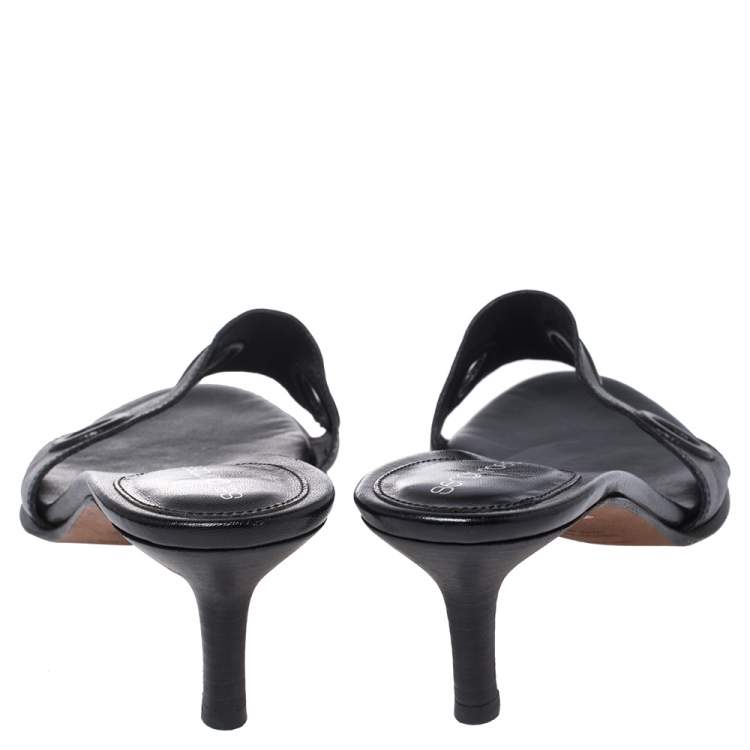 Pre Owned Sergio Rossi Black Leather Slide  Sandals 39