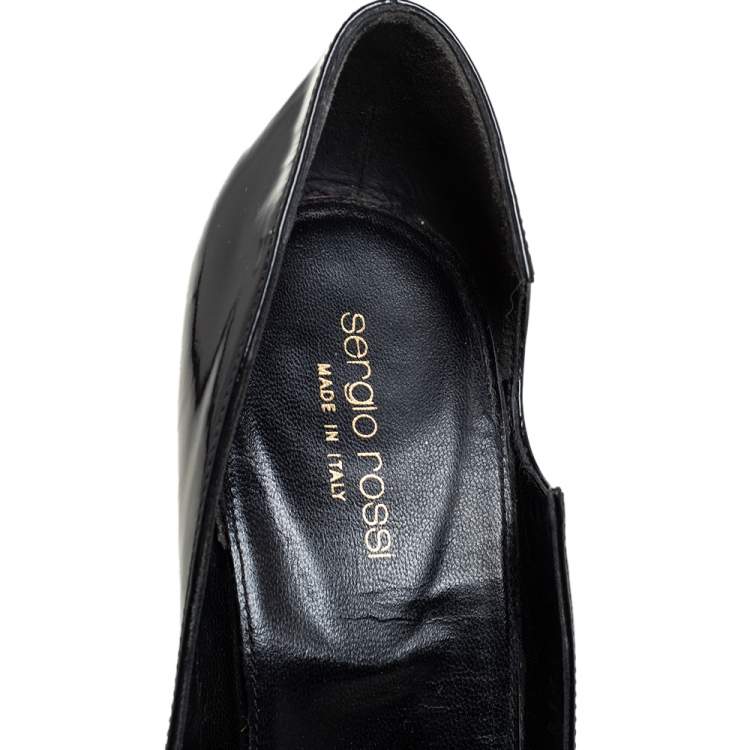 Pre Owned Sergio Rossi Black Patent Leather Cut Out Pumps Size 40