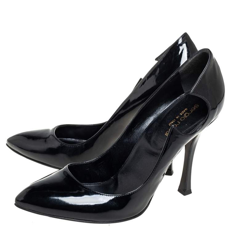 Pre Owned Sergio Rossi Black Patent Leather Cut Out Pumps Size 40