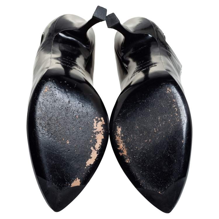 Pre Owned Sergio Rossi Black Patent Leather Cut Out Pumps Size 40