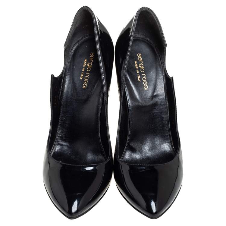 Pre Owned Sergio Rossi Black Patent Leather Cut Out Pumps Size 40