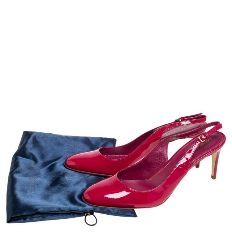 Pre Owned Sergio Rossi Pink Patent Leather Slingback Sandals Size 40.5