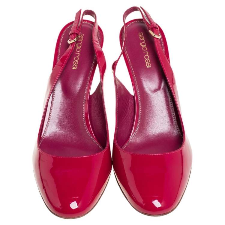 Pre Owned Sergio Rossi Pink Patent Leather Slingback Sandals Size 40.5