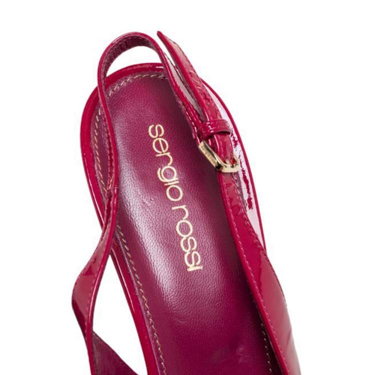 Pre Owned Sergio Rossi Pink Patent Leather Slingback Sandals Size 40.5