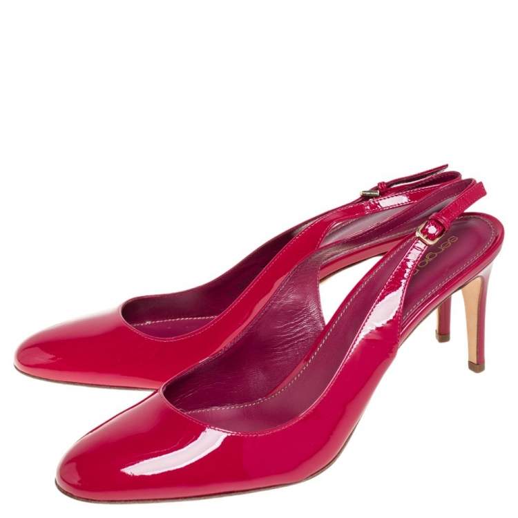 Pre Owned Sergio Rossi Pink Patent Leather Slingback Sandals Size 40.5