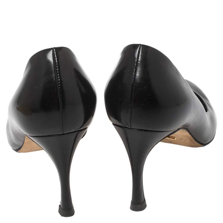 Pre Owned Sergio Rossi Black Leather Round Toe Pumps Size 39