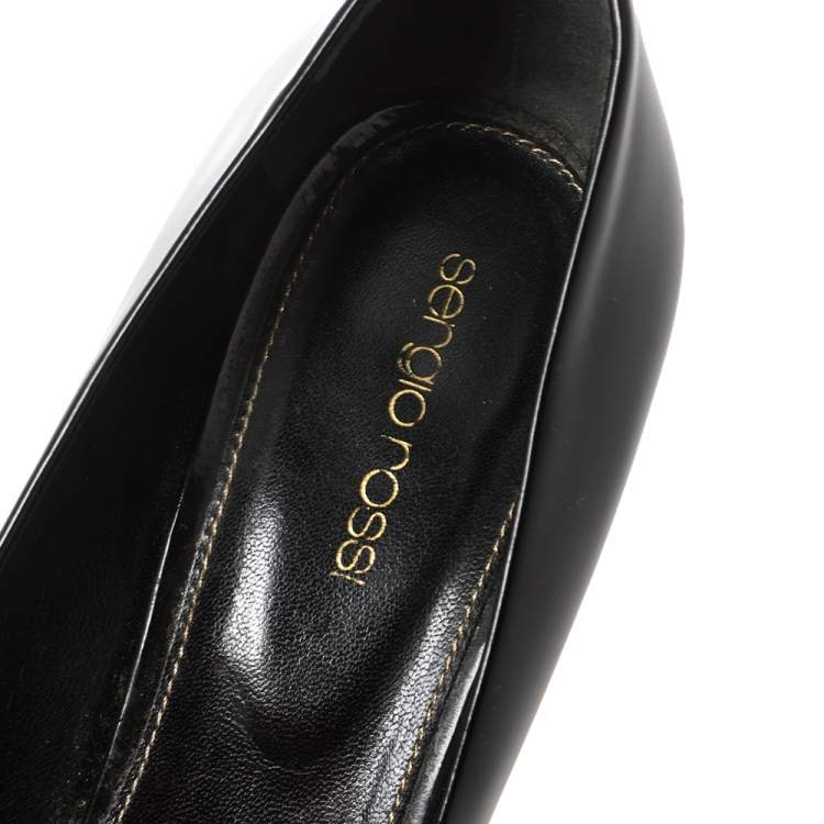 Pre Owned Sergio Rossi Black Leather Round Toe Pumps Size 39