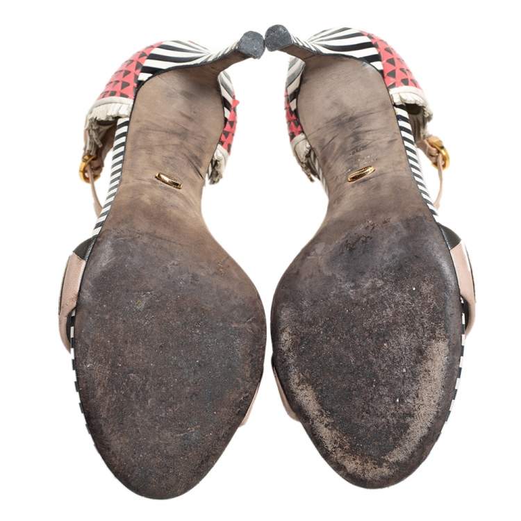 مملوكة مسبقًا Sergio Rossi Multicolor Leather Ankle Strap Sandals Size 40