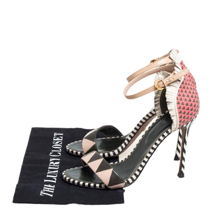 مملوكة مسبقًا Sergio Rossi Multicolor Leather Ankle Strap Sandals Size 40