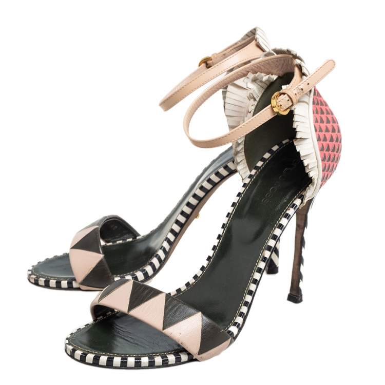 مملوكة مسبقًا Sergio Rossi Multicolor Leather Ankle Strap Sandals Size 40
