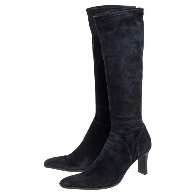 Pre Owned Sergio Rossi Black Suede Knee Length Boots  Size 41