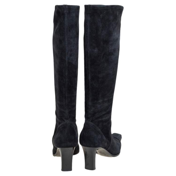 Pre Owned Sergio Rossi Black Suede Knee Length Boots  Size 41