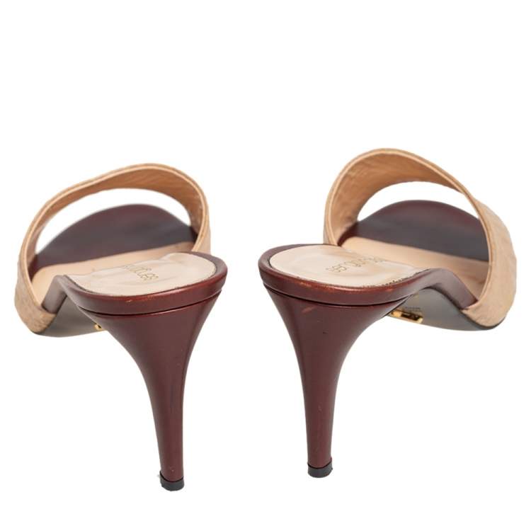 Pre Owned Sergio Rossi Beige/Brown Python Leather Sandals Size 40.5