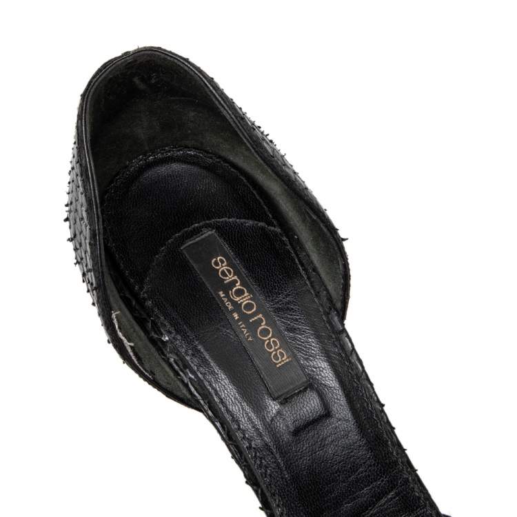Pre Owned Sergio Rossi Black Python D'orsay Pumps Size 39