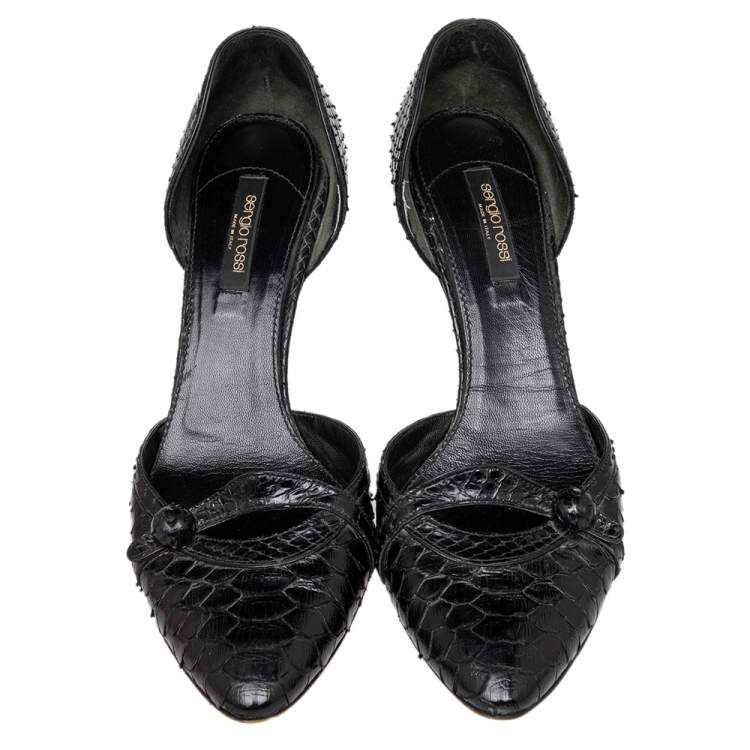 Pre Owned Sergio Rossi Black Python D'orsay Pumps Size 39