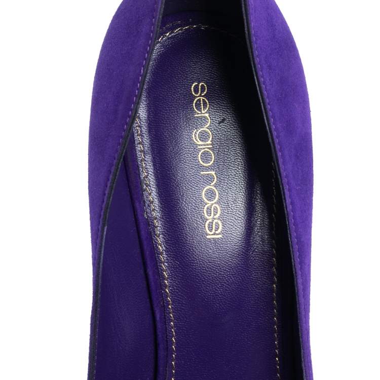 Pre Owned Sergio Rossi Purple Suede Crystal Embellished Pumps Size 40