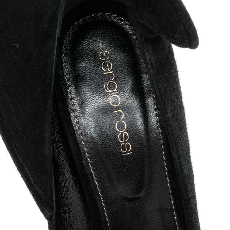 Pre Owned Sergio Rossi Black Suede Swirl Detail Round Toe Pumps Size 37