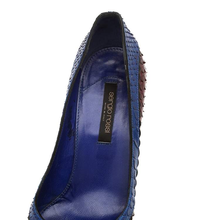 مملوكة مسبقًا Sergio Rossi Multicolor Python Embossed Leather Pumps Size 38.5