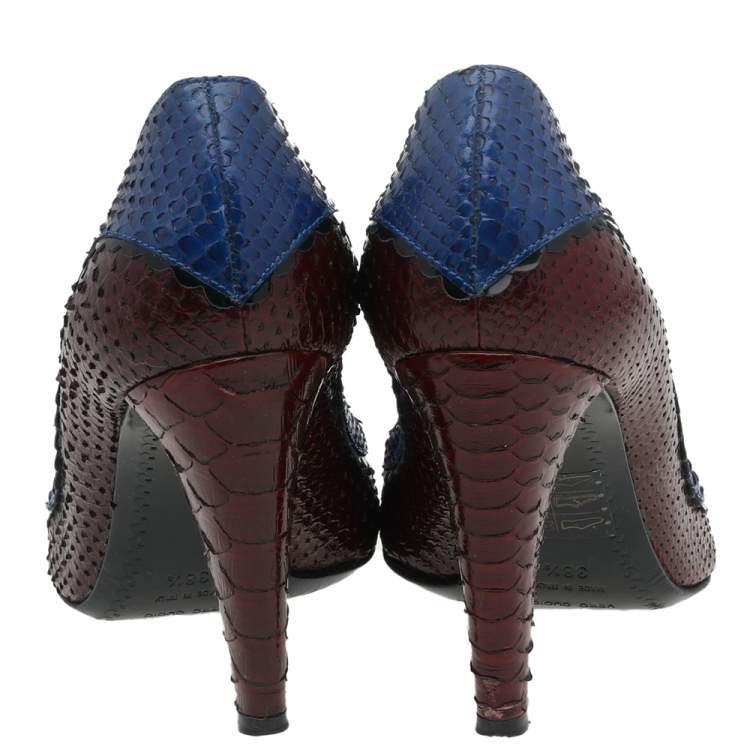 مملوكة مسبقًا Sergio Rossi Multicolor Python Embossed Leather Pumps Size 38.5