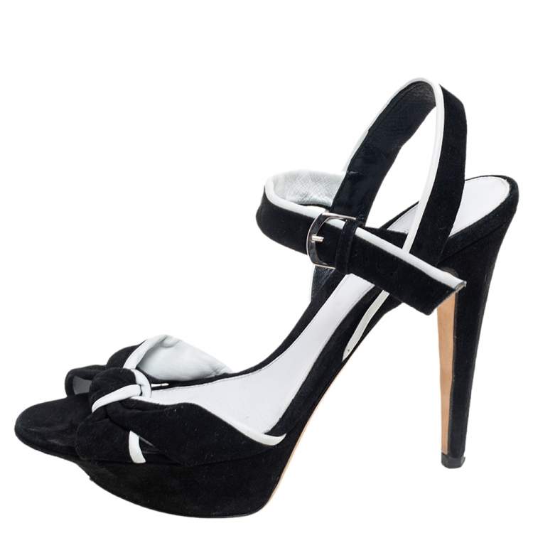 Pre Owned Sergio Rossi Black Suede Knotted Open Toe Ankle Strap Sandals Size 39