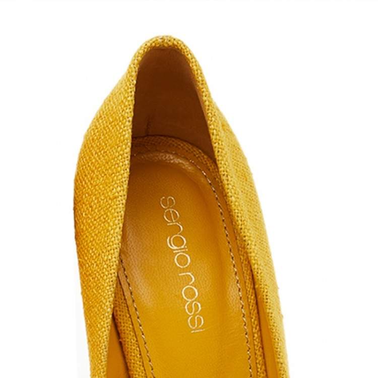 Pre Owned Sergio Rossi Yellow Canvas Pumps Size 37
