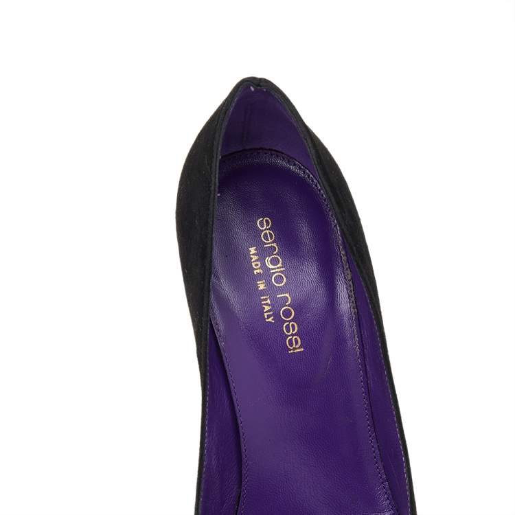Pre Owned Sergio Rossi Black/Purple Suede Platform Pumps Size 36