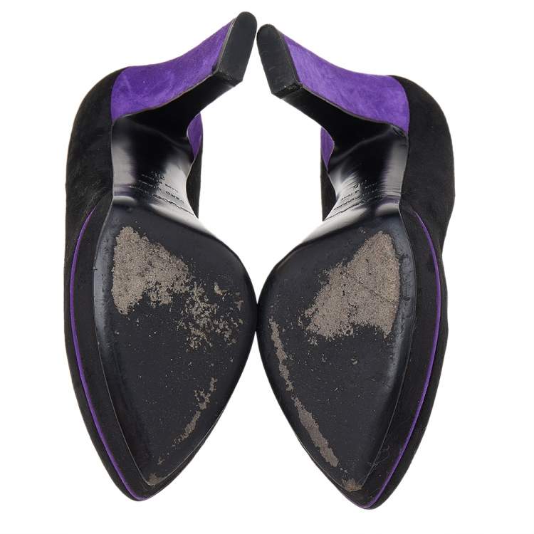 Pre Owned Sergio Rossi Black/Purple Suede Platform Pumps Size 36